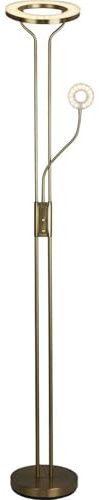 Licht-Erlebnisse LED Stehlampe dimmbar in Messing 193 cm hoch Metall 3000 K 3278 lm warmweiß Modern Stehleuchte Wohnzimmer Deckenfluter