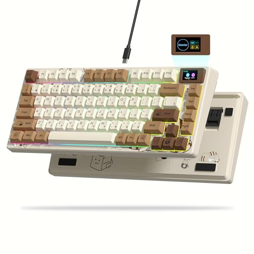 Womier SK80 Retro 75% Tastiera con Display Multimediale a Colori Tastiera Meccanica Gaming Tastiera, Hot Swap Guarnizione Montaggio RGB Custom Key Board, Stabilizzatore Pre-Lubed per Mac/Win,Coffee