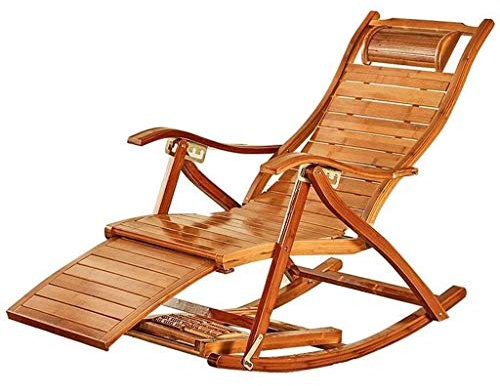 GLOBEXSS Sonnenliegen, Klappstühle Schaukelstuhl Siesta Freizeit Haus Balkon Klappbarer Einzelbüro Massivholz Älterer Bambus Loungesessel