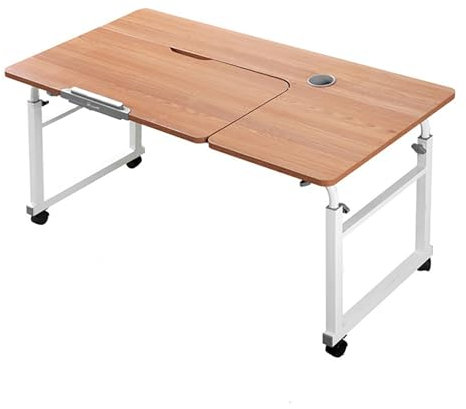 Überbetttisch, Rolltisch fürs Bett, verstellbare Höhe und Länge, Überbetttisch mit Rädern, neigbare Tischplatte, 8 einstellbare Winkel, für Zuhause, Schlafzimmer, Büro, Krankenhaus