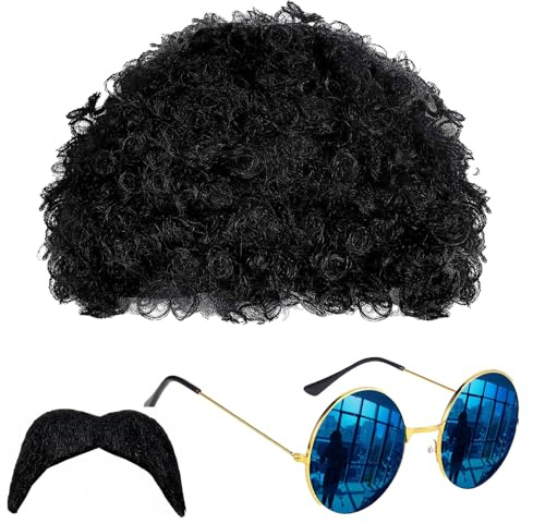 VIKSAUN 3 Stück Hippie Kostüm, Hippie Accessoires,70er Jahre Fancy Dress,Hippie Kostüm Set,Disco Hippie Kostüm 70er 80er Jahre Hippie Fancy Dress für 50 60 70er Jahre Thema Rockstar Party Hippie(3PCS)
