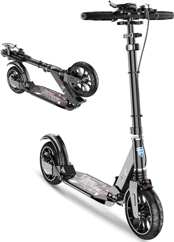 City Scooter para Adultos y Niños 10 Años - Patinete Plegable con Ruedas Grandes, Frenos y Amortiguadores - Regulable en Altura, Capacidad 150 Kg