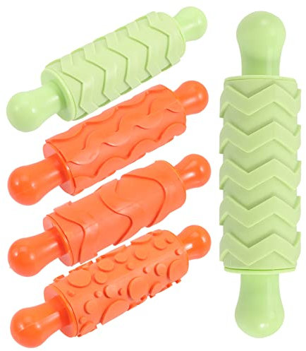 SHOWERORO Pasta Di Plastica 5 Pezzi Mattarello Per Bambini Asta Di Rotolamento Gadget Da Cucina Giocattolo Per L'insegnamento E L'arte
