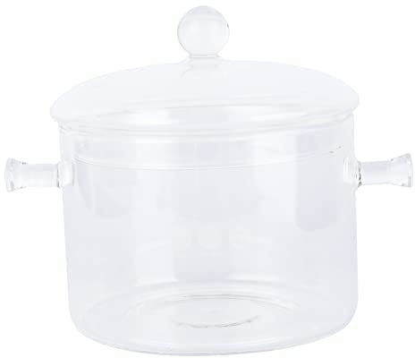 IMIKEYA Pot Verre Borosilicate Avec Couvercle Ragoût Santé Multi-fonctionnel Pour Cuisson Au Feu Ouvert Pour Nouilles Instantanées Et Plats Maison Diamètre