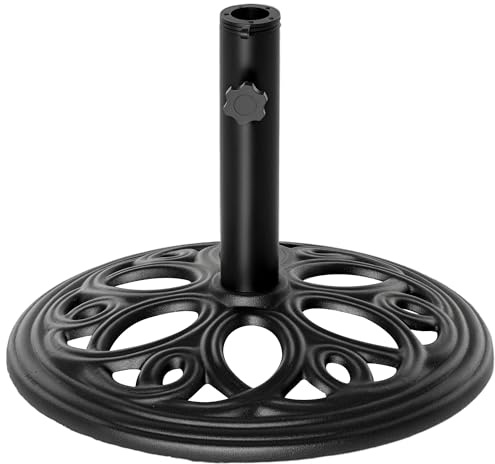 Outsunny Pied de Parasol Rond 11,5 kg, Socle Parasol extérieur en Fonte, pour mât de Ø 38 et 48 mm, Base de Parasol pour Jardin Patio terrasse, Ø 45 x 33,5 cm, Noir