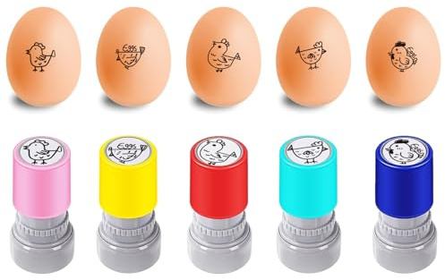 AHANDMAKER 5 Stile Kunststoff Stempel Niedliche Cartoon Hühnermotive DIY Ei Zeichnung Ideal Zum Eierbemalen und Kunsthandwerk Bauernhof Dekoration Geschenk