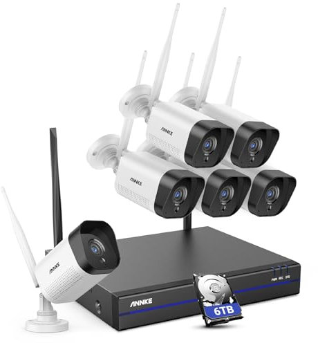 ANNKE 3MP Wireless Security Camera System, 5MP 10CH with 6TB HDD NVR and 6X 3MP IP Cameras, 2-Way Audio, Motion Detection, 100ft Night Vision, Remote Access, Home CCTV System for 24/7 Recording