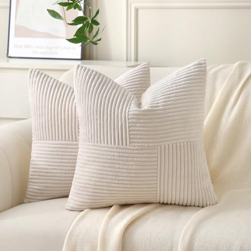 Yosodeko 2er Set Kordsamt Kissenbezug 65x65 Beige, Flauschig Boho Kissenhülle Kissenbezüge Sofakissen Couchkissen Dekokissen Zierkissenbezug Weich Deko für Couch Bett Sofa Wohnzimmer