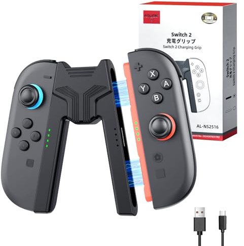 GEEKERA Charging Grip Handle for Switch 2, V-Shaped Gaming Dual Grip Controllers for JoyCon Switch2 with USB Type-C Cable, Switch 2 Accessories, Portable Travel Design