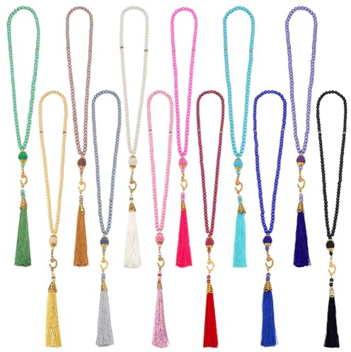 PH PandaHall 12 st Ramadan Tasbih bön 99 pärlor islamisk bön Tasbih 6 mm radband, muslimsk Misbaha Tasbeeh, armband med tofs, pärlarmband, gåvor för kvinnor män, 12 färger