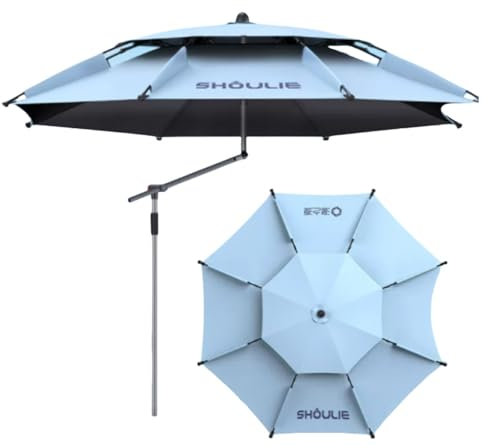 RTVGNSZSJL Ombrello da Pesca Antivento, Ombrellone da Spiaggia Portatile Protezione UV, Ombrello Inclinabile per Viaggi, Patio, Facile da Montare(Sky Blue,2.2m/7ft)