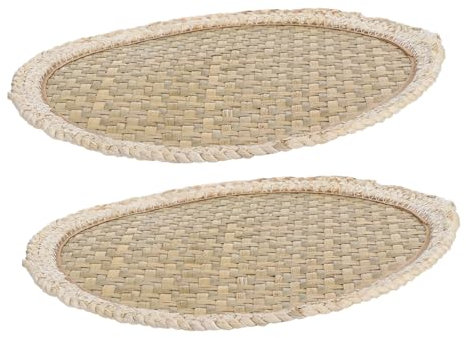Healifty 2pezzi Cuscinetti Riscaldanti Intrecciati in Bambù Tovagliette Rotonde Rattan Sottobicchieri Isolanti Per Tavolo Da Pranzo