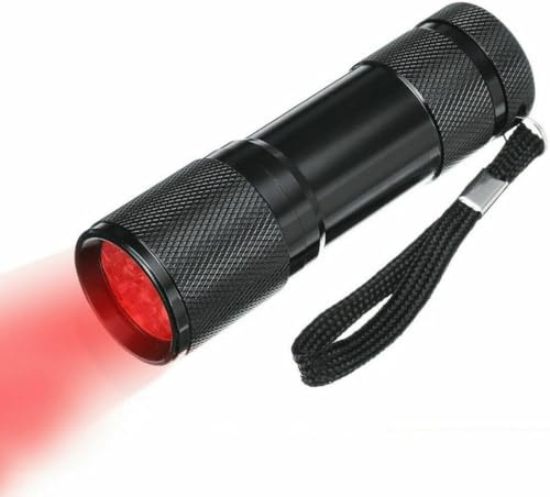 PHFTRCEW 9 LED Red Torch 670NM Deep Red Light Flashlight Against Deteriorating Eyesight