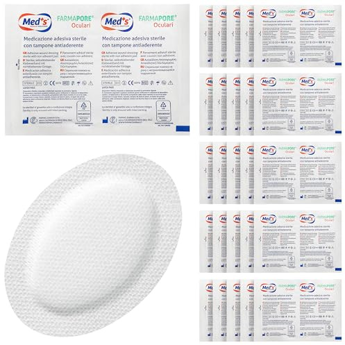 25 Medicazioni oculari sterili adesive con tampone antiaderente, adesivo ipoallergenico