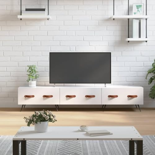 RMIHSJG TV-Schrank Hochglanz-Weiß tv Cabinet Sideboard tv HiFi Rack Fernseher Schrank 150x36x30 cm Holzwerkstoff