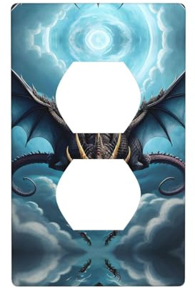 Phayah Flying Dragon - Placa de pared dúplex con diseño de dragón volador, tamaño estándar, policarbonato termoplástico, doble enchufe