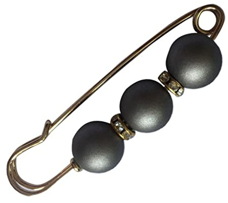 FashionCha Sicherheitsnadel Brosche Anstecknadel Schalnadel Tuchnadel mit Großer Kunstperle Und Verziert für Hochzeit Abschlussball Und Partys, Grau