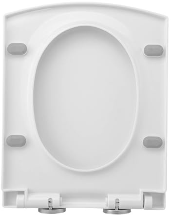 Giural 48x37cm,Abattant WC Carré avec Fermeture Amortie, Abattants WC Rectangulaire en PP, Lunette WC À Démontage Rapide, Cuvette Toilette avec Frein De Chute, Lunette De Toilette Blanc