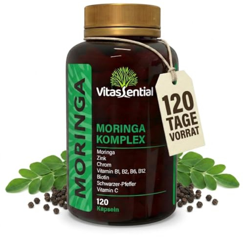 Moringa Komplex hochdosiert mit Vitamin C, B1, B2, B6, B12, Biotin