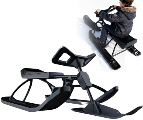 Sushangmao Slitta da Neve Snow Racer/Snowracer Curve, Slitta da Sci Kart con Maniglia di Sterzo, Slitta da Neve con Telaio in Acciaio Resistente con capacità di 100 kg, per Adulti E Bambini B