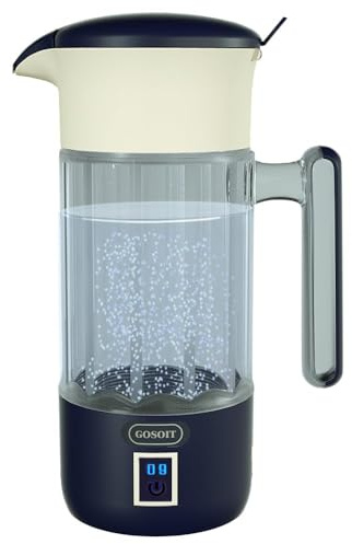 Hydrogen Water Jug Bottle Hydrogen Wate Pitcher Generator Maker Machine with SPE & PEM Tech 1500ml (Marron)