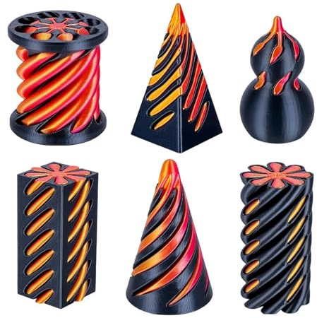 6 Pcs 3D-Printed Sensory Stress Relief Pyramid Fidget Toys PC 3D Printed Mini Spiral Cone Toy 2.56x1.54x1.54 Inches 3D Printed Stress Relief Toys Set For Adults Kids Office School Or H