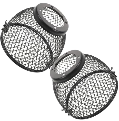 ibasenice Protection pour Lampe Chauffante en Métal Noir, Résistante la Chaleur, Lot de 2 Pièces pour Reptiles et Lézards