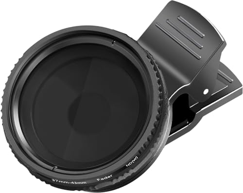 NEEWER Filtre ND pour objectif de téléphone portable variable à clipser, filtre ND2-ND400 réglable à densité neutre de 37mm, compatible avec iPhone iPad Samsung Galaxy et objectif de caméra 37mm