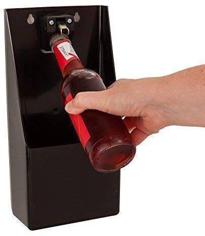 We Can Source It Ltd - Wall Mounted & Stand-Up Bottle Opener with Cap Catcher – Easy One-Handed Use – Perfect for Bars, Pubs, Kitchens, Parties, and Man Caves – Includes Mounting Screws