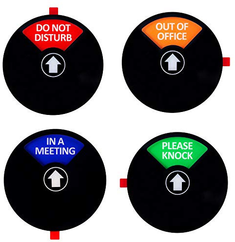 Kichwit Schild für Privatsphäre mit der Aufschrift „Do Not Disturb“, „Out of Office“, „Please Knock“, „In a Meeting“, Schild für Büros, Besprechungszimmer, 12,7 cm Durchmesser, Schwarz