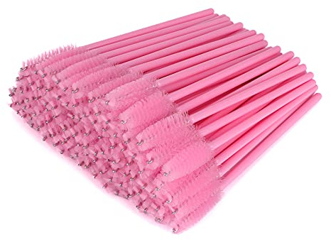 G2PLUS 100 PCS Pink Disposable Eyelash Brushes Spoolies: Mascara Wands Applicator for Eyelash Extensions