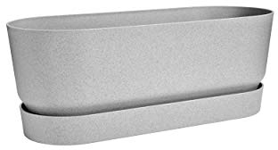 elho Greenville Pflanzgefäß Lang 50 - Übertopf für Außen - 100% recyceltem Plastik - Ø 49.0 x H 18.0 cm - Grau/Living Beton