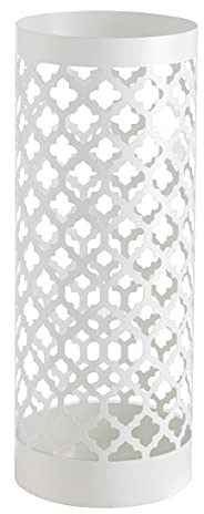 Baroni Home Moderner Schirmständer aus Metall Classic weiß mit 2 Haken und abnehmbarem Abtropfschale, 19 x 19 x 49 cm (weiß)