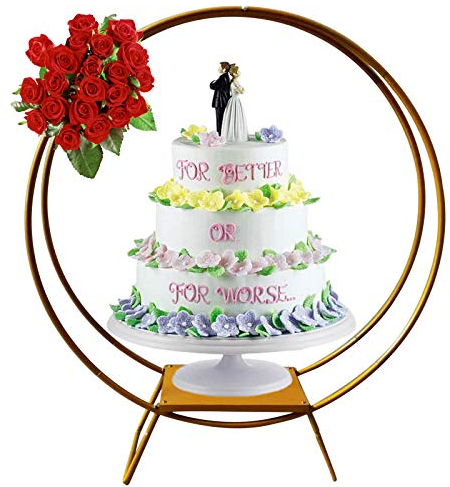 Stand de Gâteaux Support à Gâteau de Mariage ​Métal Doré Porte-Cupcake Présentoir à Dessert Arc de Cercle de Toile de Fond Support de Voûte de Fleur de Mariage pour Mariage Party 80CM Rectangle