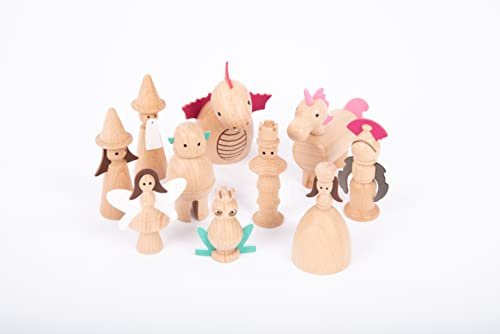 tickit Wooden Enchanted Figures Set, 10 Fairy Tale Pieces | tickit Enchanted Figures set includes 10 wooden fairy tale characters for small world storytelling play.