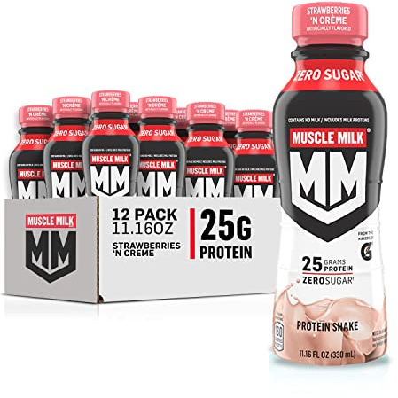 Muscle Milk Genuine Shake, Strawberry, 11.16 Fl Oz Bottles (Pack of 12)