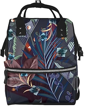 Vintage Orchideen Tropische Plam Blätter Wickeltasche Windel Rucksack für Frauen Männer Mode Reisetaschen Casual Daypacks Rucksack, mehrfarbig, One size