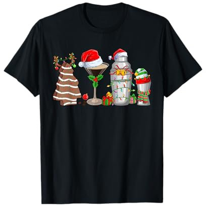 Christmas Cocktail Espresso Martini Drinking Party Bartender T-Shirt