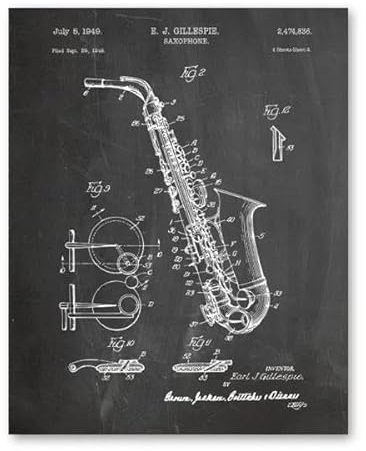 Saxophon Kunst Blaupause Leinwand Malerei Saxophon Spieler Geschenke Saxophon Patent Vintage Poster Drucke Musik Wand Kunst Dekor A4 50X70Cm Kein Rahmen