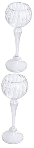 TOPBATHY 2pcs Handcrafted Glass Goblet Candleholder European Design Candlesticks Home Decor for Living