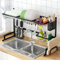JUPPLIES Escurreplatos con Soporte para Utensilios y Tabla de Cortar - Escurridor de Platos de 2 Niveles para Fregadero Estante de Secado de Platos 85x30x52,5 cm Negro
