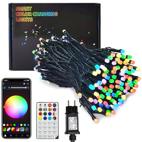 LED Lichterkette Intelligente 10M 100LEDs - RGB Farbwechsel per Fernbedienung & APP, Zeitschaltuhr, Musik Sync, DIY-Modus | Ideal für Weihnachten, Zimmer, Küche, Party & Festivals