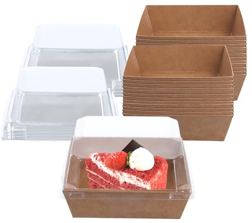 JEUIHAU 100 PCS Square Cake Boxes with Clear Lids, 12CM Charcuterie & Dessert Food Containers