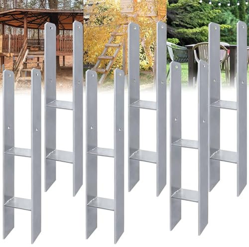 ACXIN 101x600mm H-Pfostenträger Set aus Rostfreiem Stahl mit Beschichtung, H-Anker Pfostenanker für stabile Außeninstallationen, 5mm Materialstärke (6 Stück)
