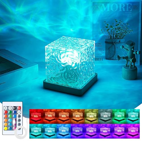 RIRIDAMAI Lampe océan - 16 couleurs - Lumière polaire rechargeable USB - Motif vagues - Veilleuse de table - Projecteur ciel étoilé - Pour enfants et adultes - Décoration chambre