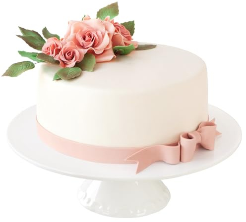 BPFY White Porcelain Cake Stand 10 Inch, Round Dessert Stand, Display Cupcake Stand for Party, Weddings, Birthday, Baby Shower