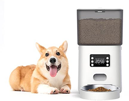 SOFTTO Automatic Feeders 6L APP Automatic Timing Smart Pet Feeder For Cat Dog Electric Dry Food Button Dispenser Feeding Bowls Product Supplies for dogs and cats(6L Button Feeder,No Plug)