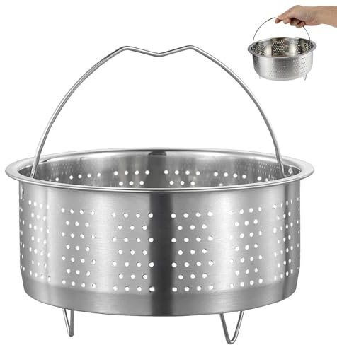 Piroscafo in Acciaio Inox, Cestello per Cottura a Vapore, Inserto con Manico per Pentole - Diametro Interno 16 cm per Casseruole e Pentole a Pressione