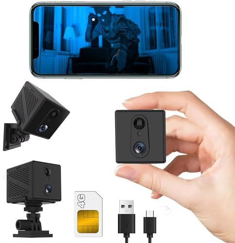 Zingle SIM only No WiFi Security Camera FREE SD card 4G Cellular Security 5200mAh Battery, 1080P HD Car Mini 4G Camera, 160° Wide View, Motion Detection Alert, 10m Night Vision