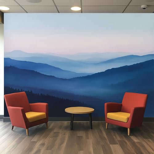 Générique Papier Peint Panoramique Montagne Papier Peint Intissé Fresque Murale Paysage Naturel Bleu, Decoration Murale pour Chambre Salon, 450 x 315 cm &WP
